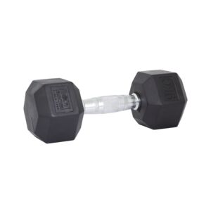 Body Sculpture Rubber Hex Dumbbell Silver and Black 9kg BW-460-9KG